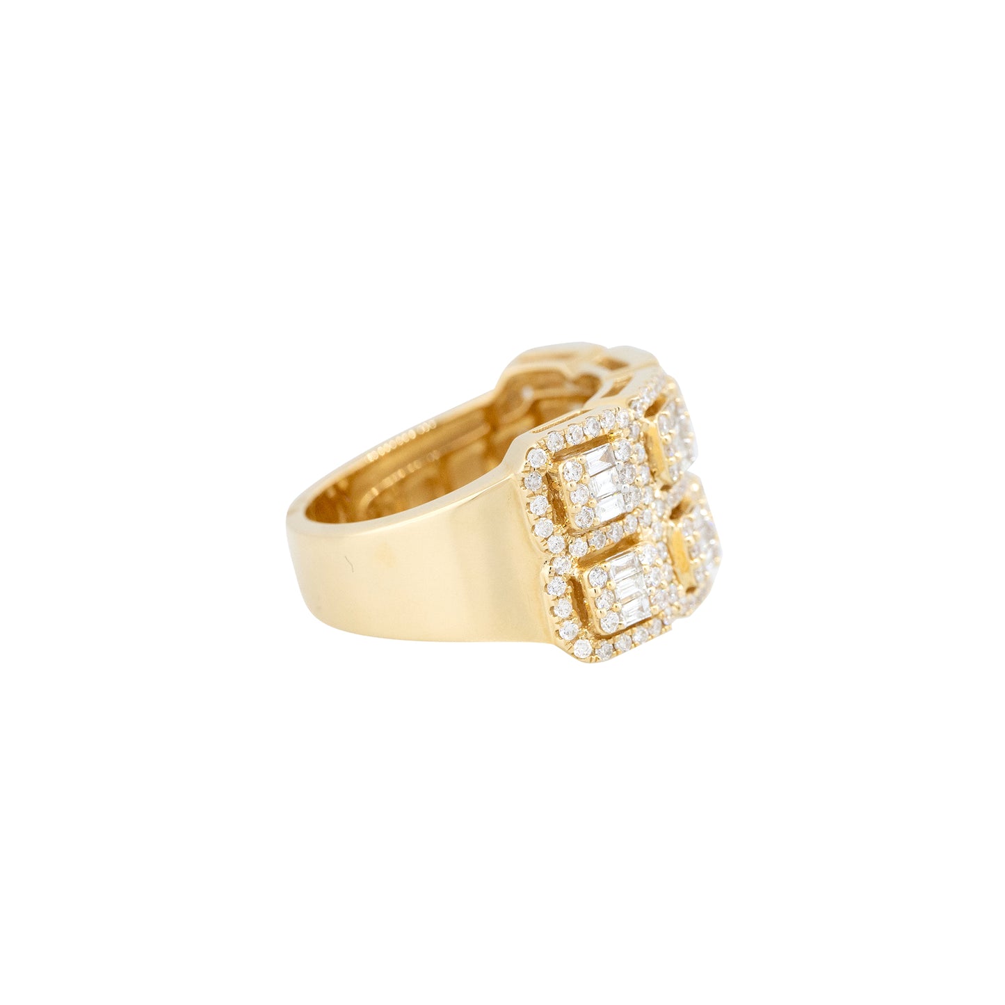 14k Yellow Gold 1.37ctw Baguette & Round Brilliant Cut Diamond Station Ring