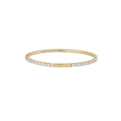 14k Yellow Gold 4ctw Round Brilliant Cut Diamond Flexible Bangle Bracelet