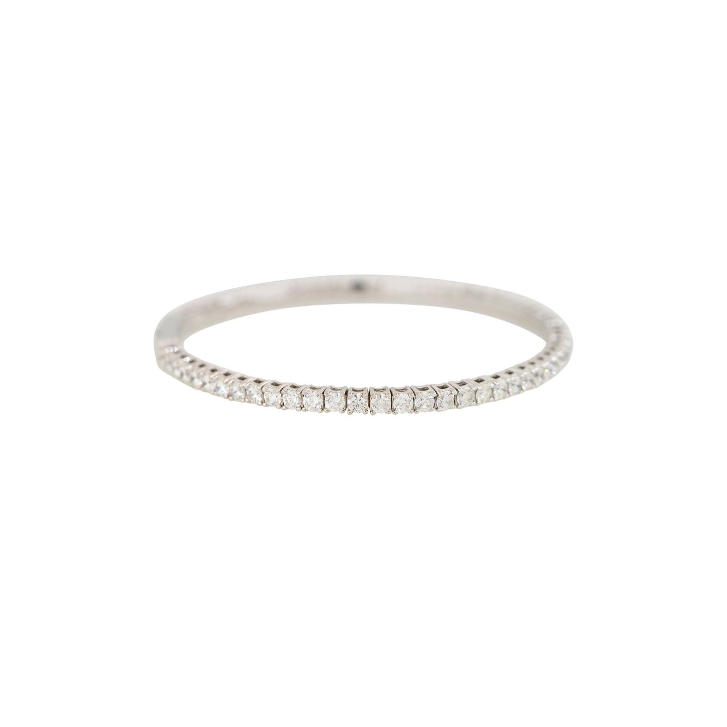 14k White Gold 4ctw Round Brilliant Cut Diamond Flexible Bangle Bracelet