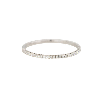 14k White Gold 4ctw Round Brilliant Cut Diamond Flexible Bangle Bracelet