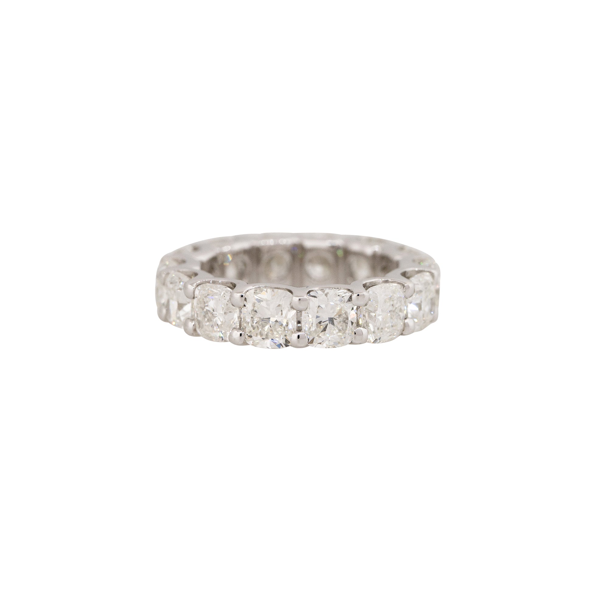 Platinum 7.12ctw Cushion Cut Diamond Eternity Band
