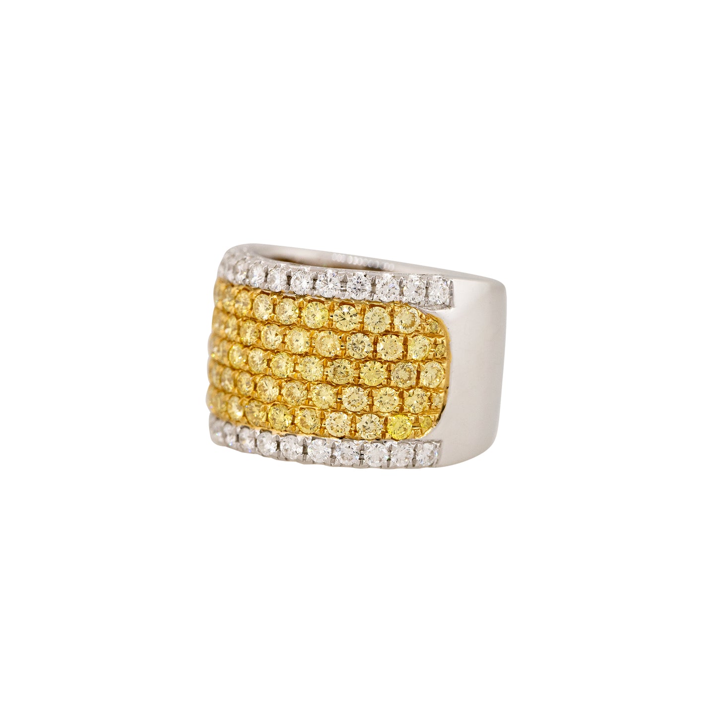 18k White Gold 1.62ct Yellow & 0.61ct White Pave Tall Diamond Band