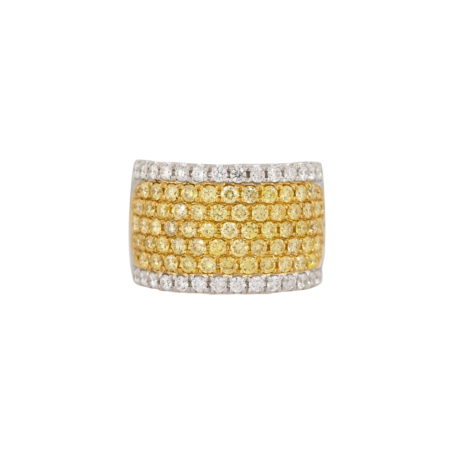 18k White Gold 1.62ct Yellow & 0.61ct White Pave Tall Diamond Band