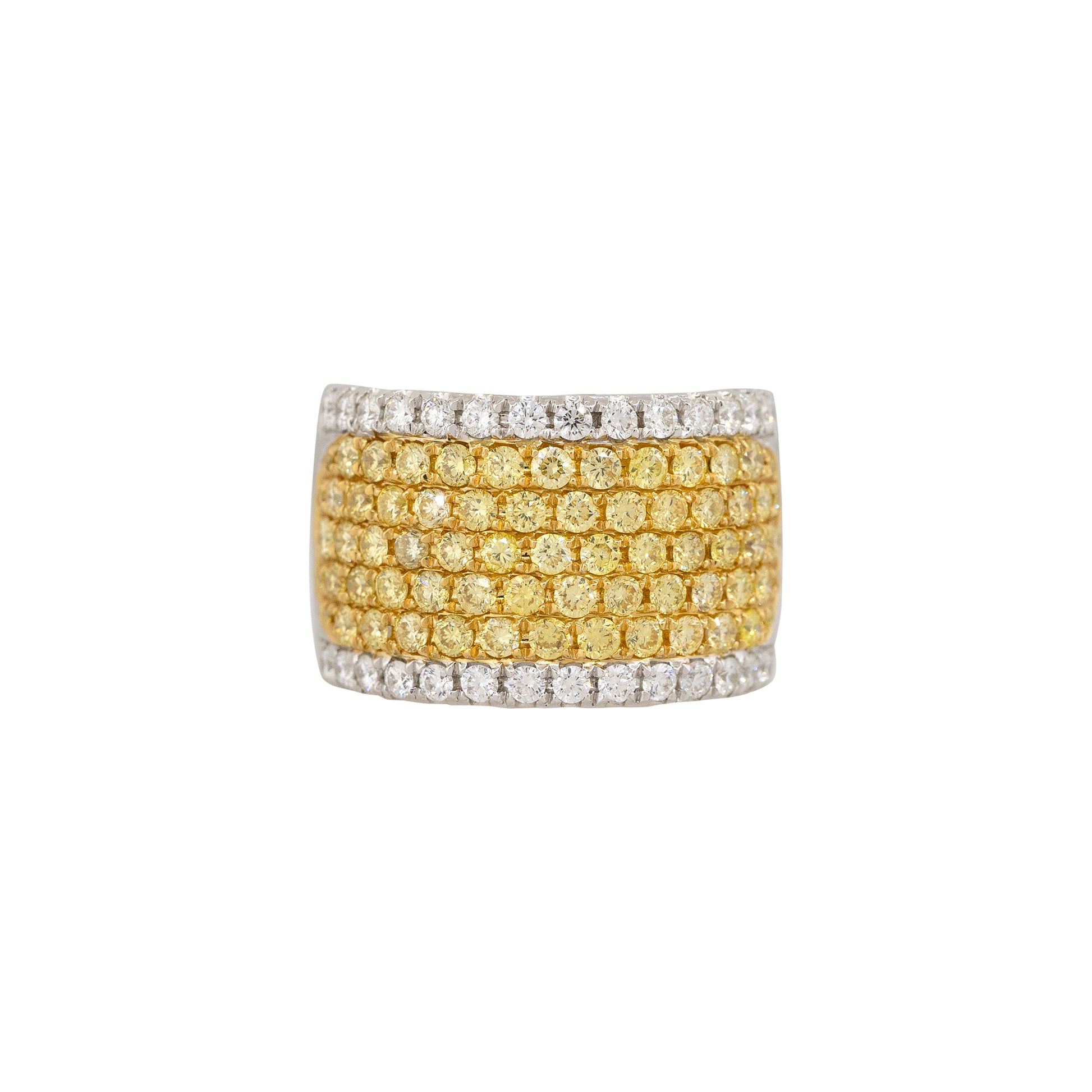 18k White Gold 1.62ct Yellow & 0.61ct White Pave Tall Diamond Band