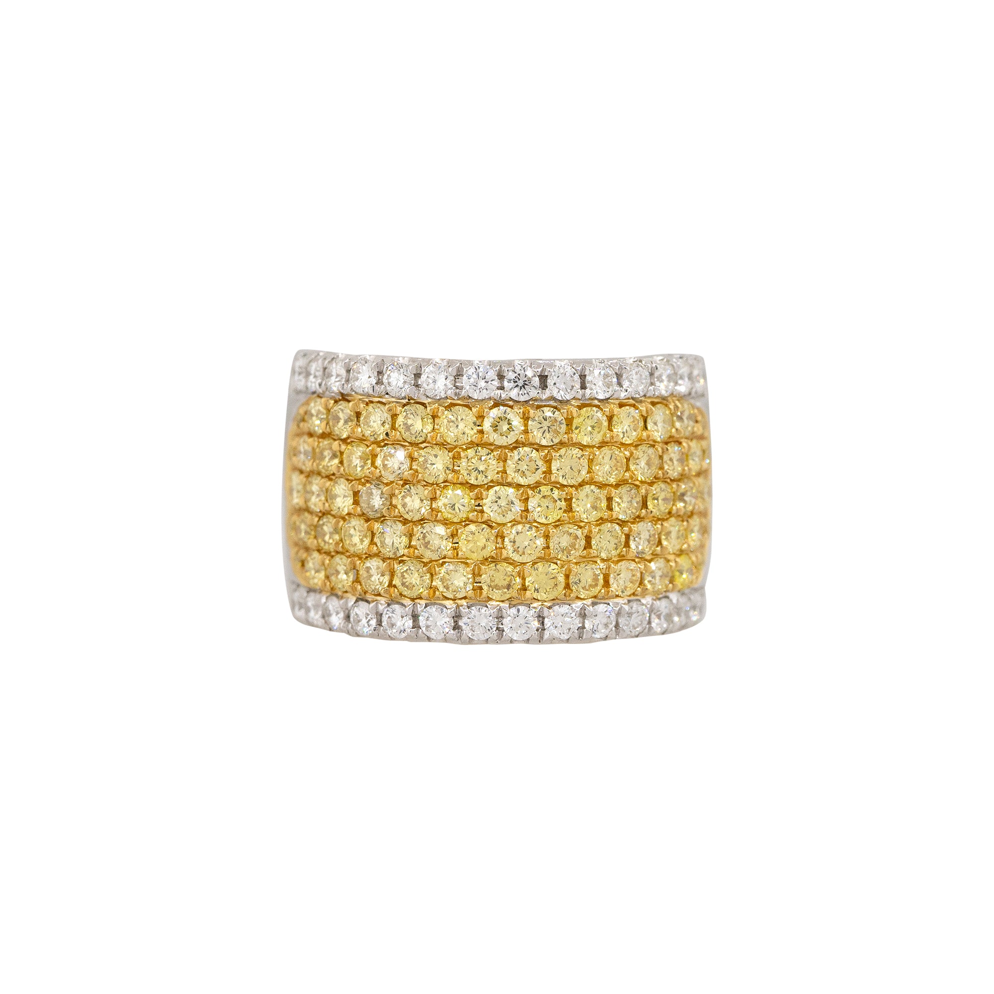 18k White Gold 1.62ct Yellow & 0.61ct White Pave Tall Diamond Band