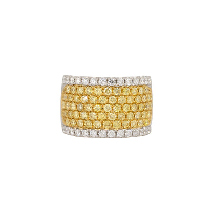 18k White Gold 1.62ct Yellow & 0.61ct White Pave Tall Diamond Band