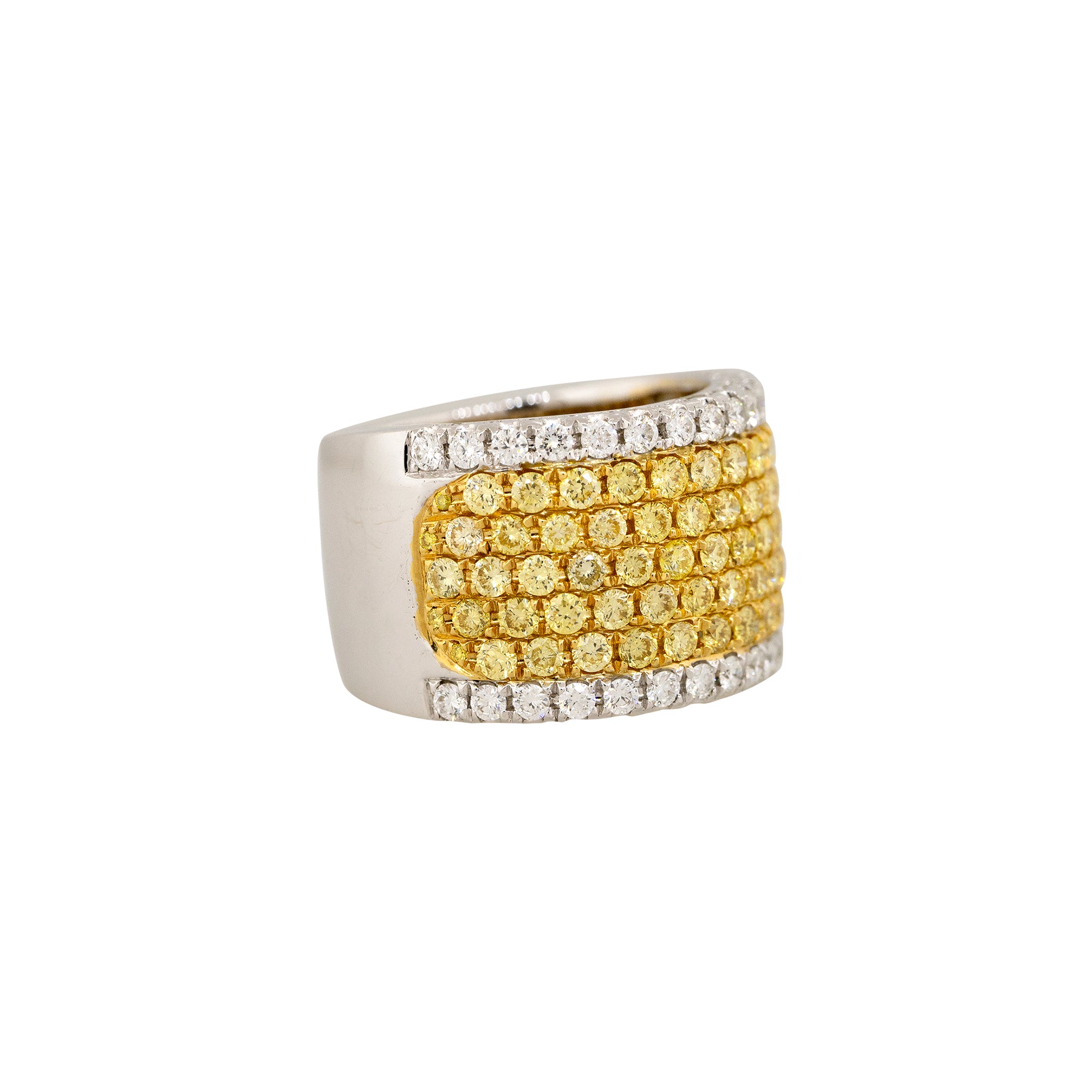 18k White Gold 1.62ct Yellow & 0.61ct White Pave Tall Diamond Band