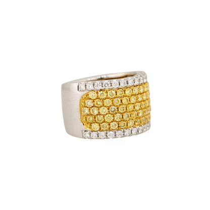 18k White Gold 1.62ct Yellow & 0.61ct White Pave Tall Diamond Band