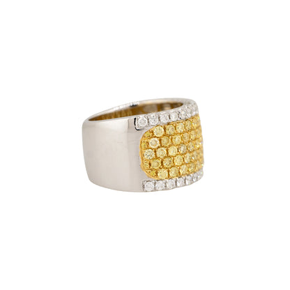 18k White Gold 1.62ct Yellow & 0.61ct White Pave Tall Diamond Band