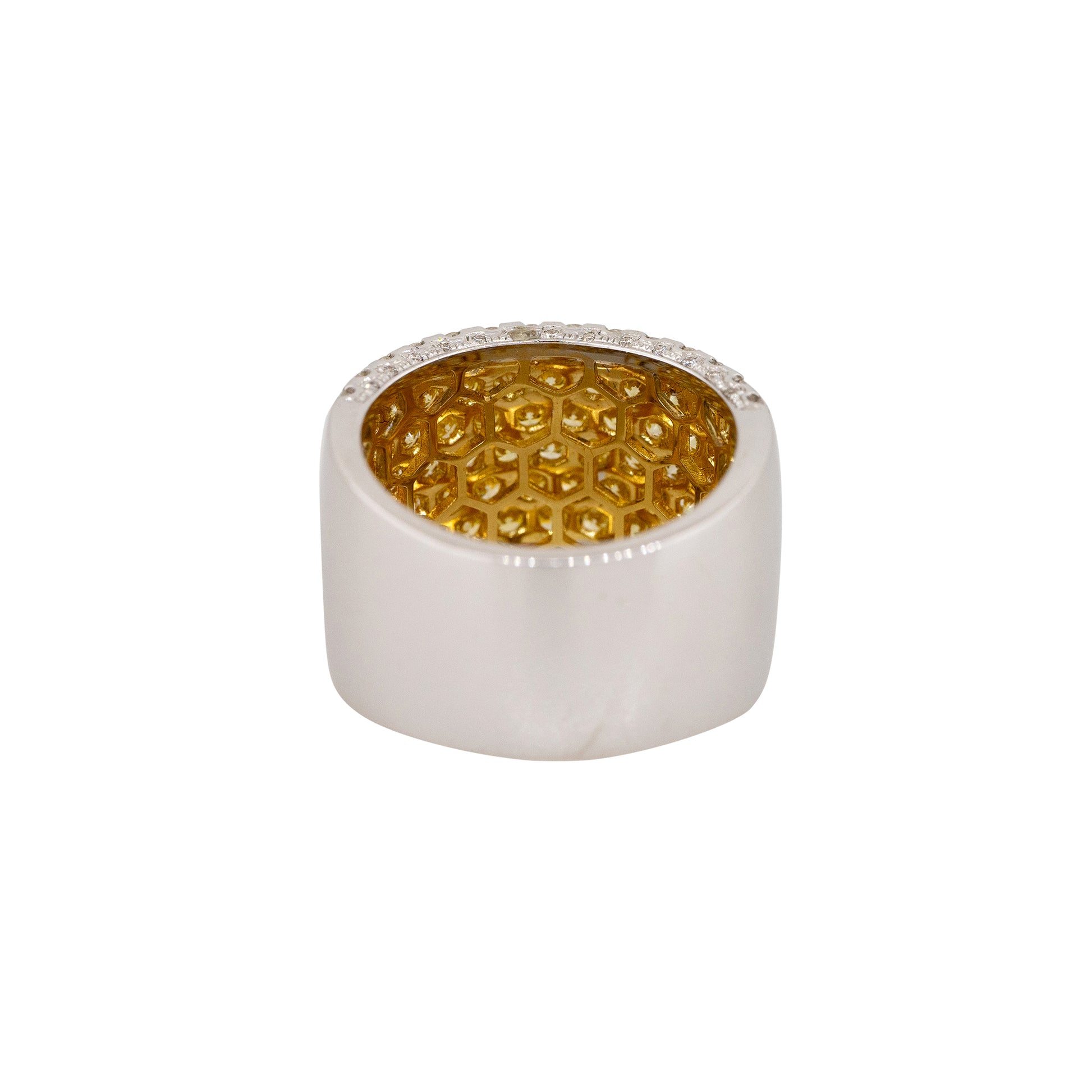 18k White Gold 1.62ct Yellow & 0.61ct White Pave Tall Diamond Band