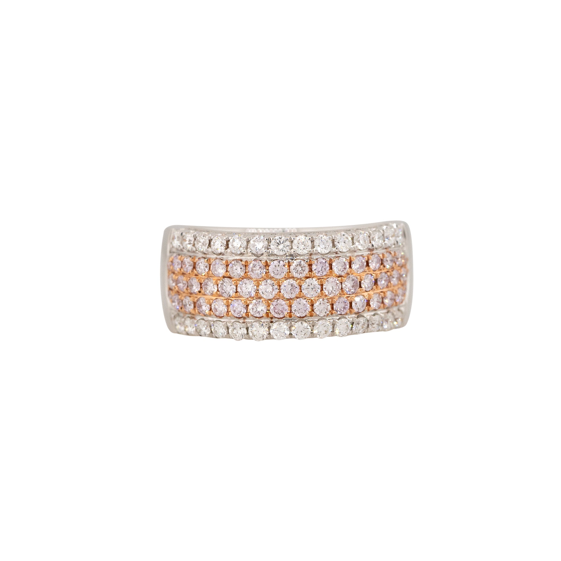 18k White Gold 0.65ct Pink & 0.51ct White Pave Diamond Band