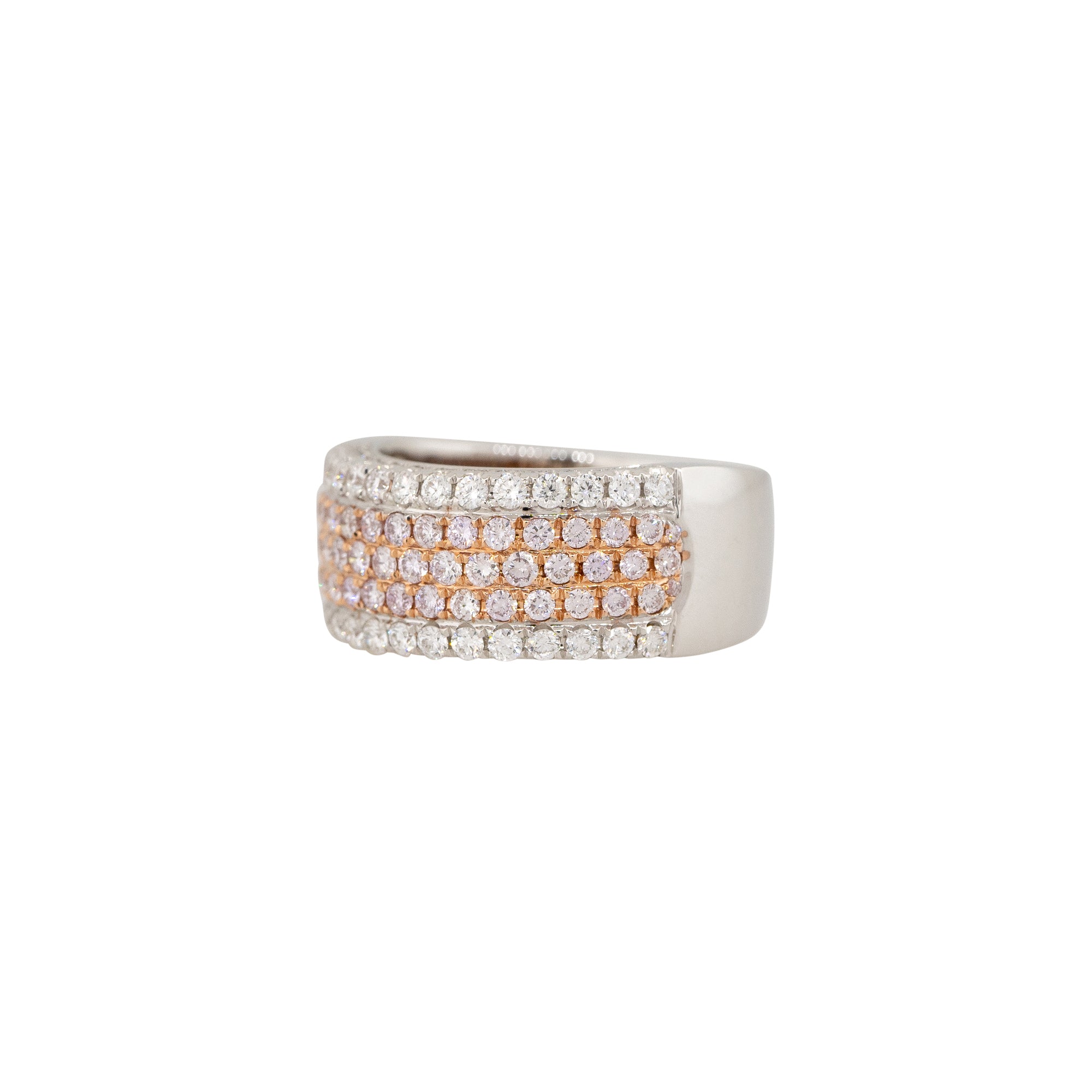18k White Gold 0.65ct Pink & 0.51ct White Pave Diamond Band