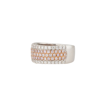 18k White Gold 0.65ct Pink & 0.51ct White Pave Diamond Band