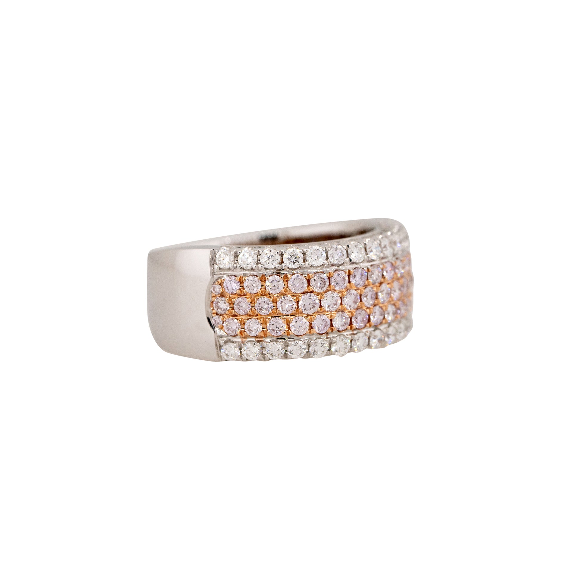 18k White Gold 0.65ct Pink & 0.51ct White Pave Diamond Band