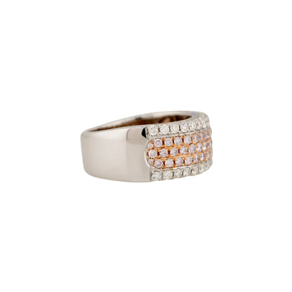 18k White Gold 0.65ct Pink & 0.51ct White Pave Diamond Band