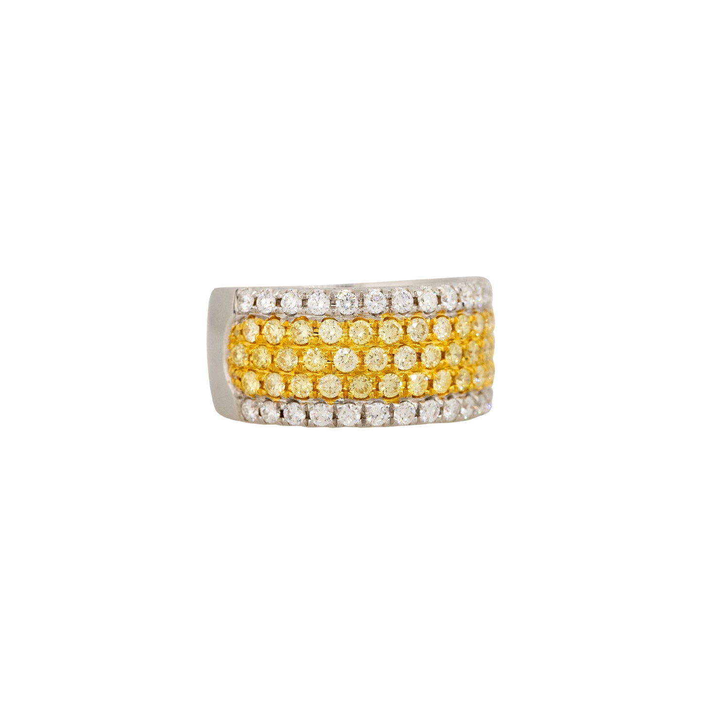 18k White Gold 1.01ct Yellow & 0.58ct White Pave Halfway Diamond Band