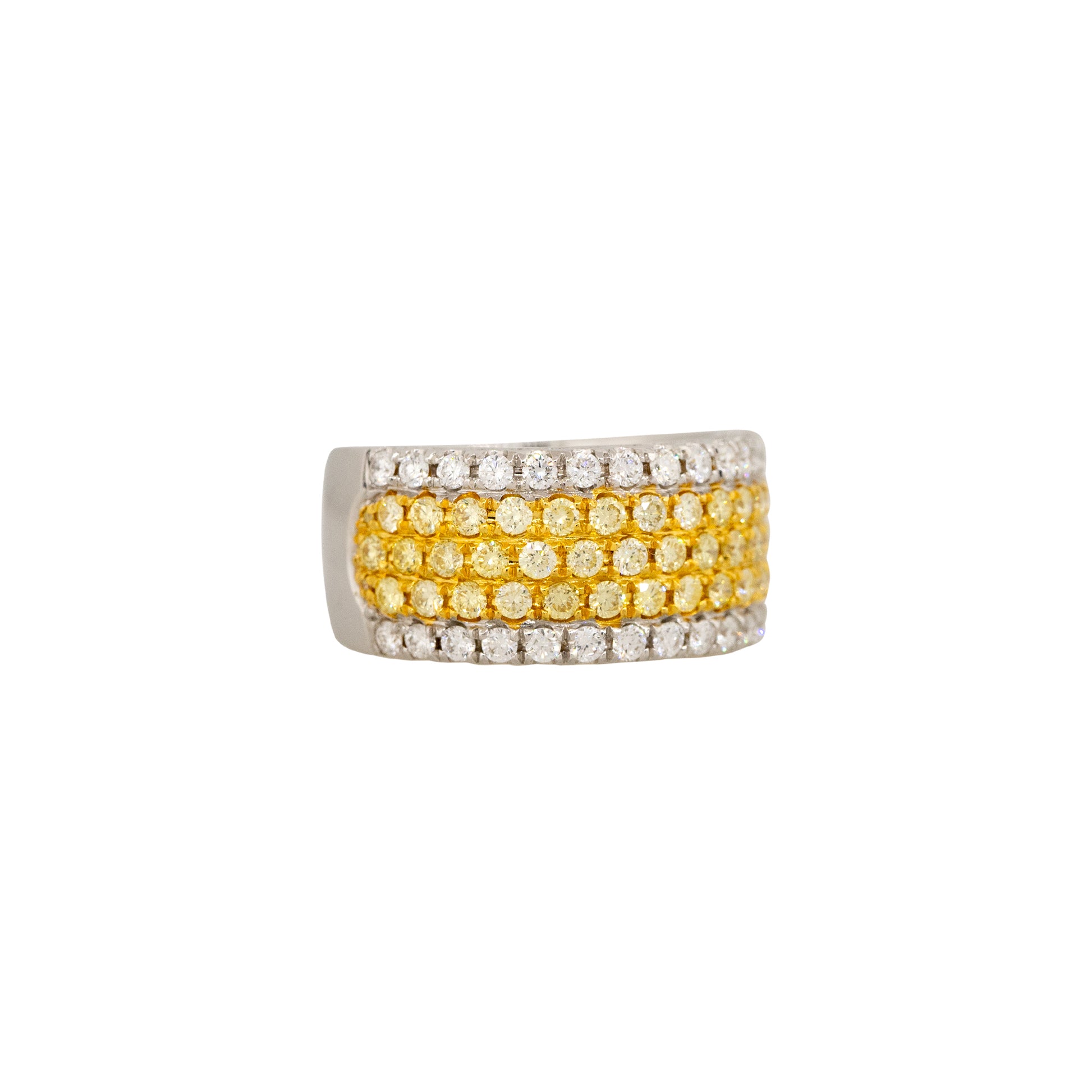 18k White Gold 1.01ct Yellow & 0.58ct White Pave Halfway Diamond Band
