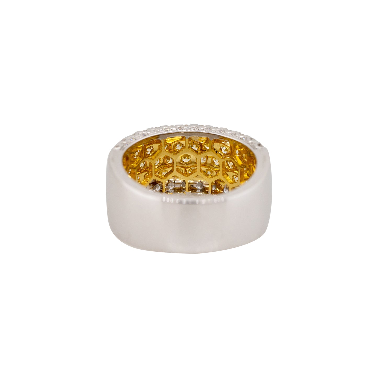 18k White Gold 1.01ct Yellow & 0.58ct White Pave Halfway Diamond Band
