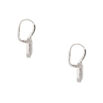 14k White Gold 1.29ctw Diamond Mosaic Double Halo Square Earrings