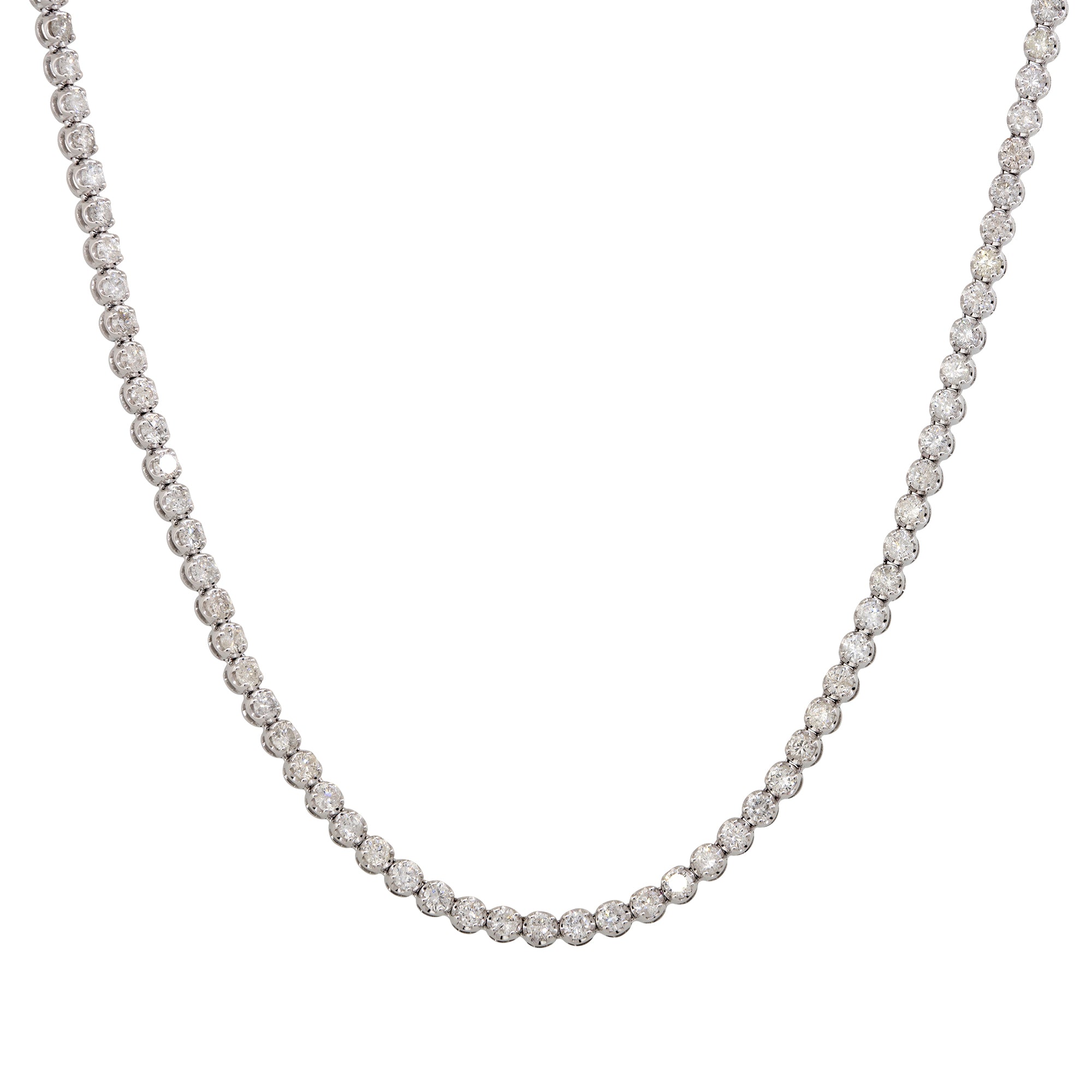 14k White Gold 11.02ctw Round Brilliant Cut Diamond Long Tennis Necklace