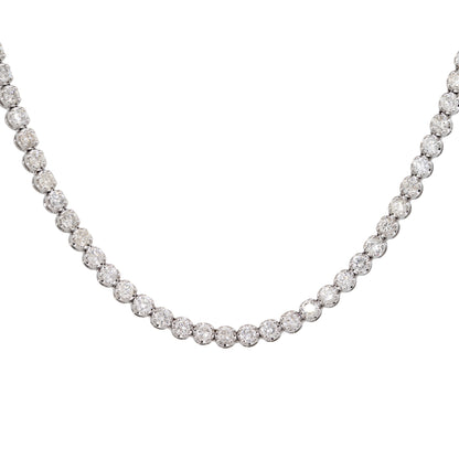 14k White Gold 11.02ctw Round Brilliant Cut Diamond Long Tennis Necklace