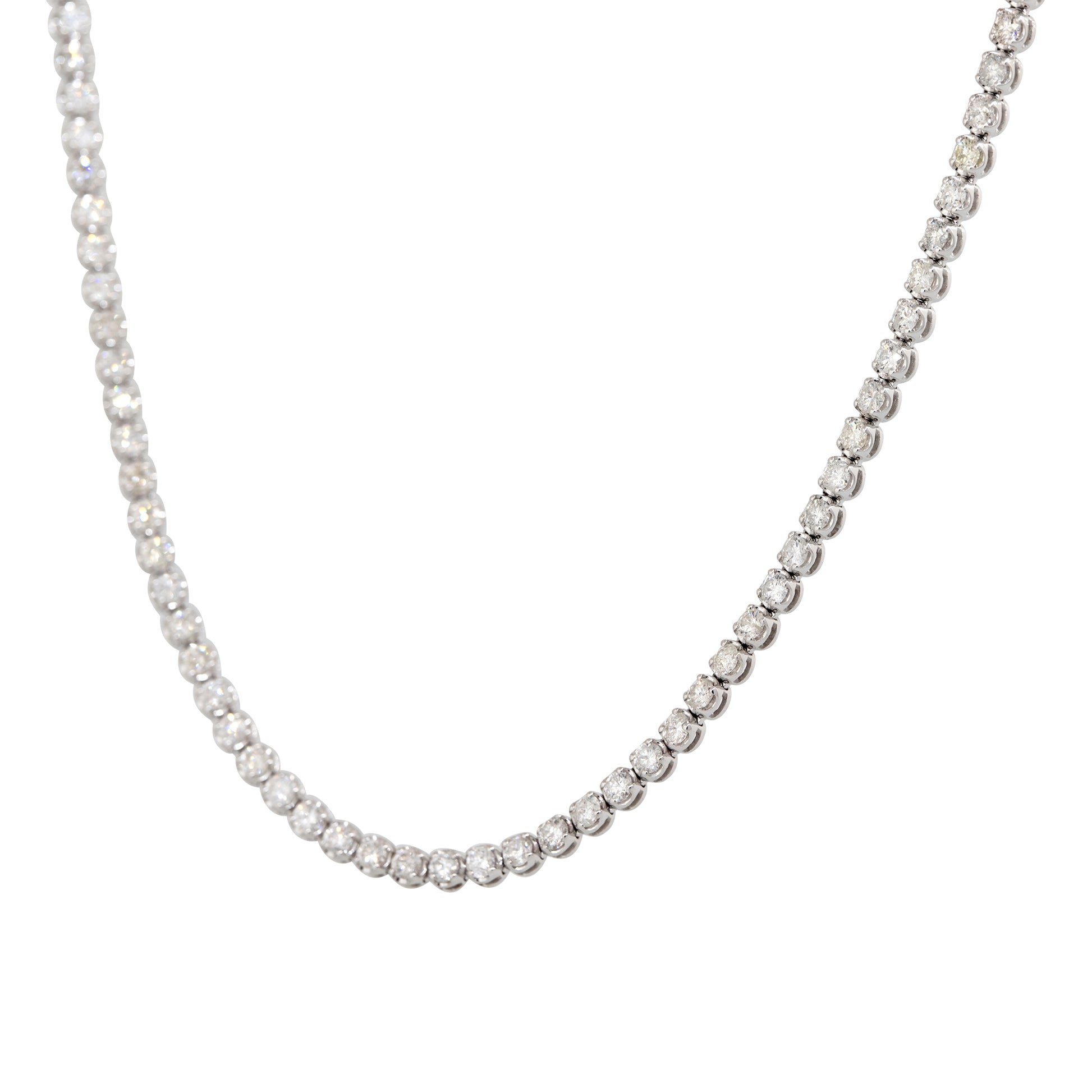 14k White Gold 11.02ctw Round Brilliant Cut Diamond Long Tennis Necklace