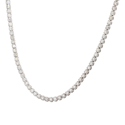 14k White Gold 11.02ctw Round Brilliant Cut Diamond Long Tennis Necklace