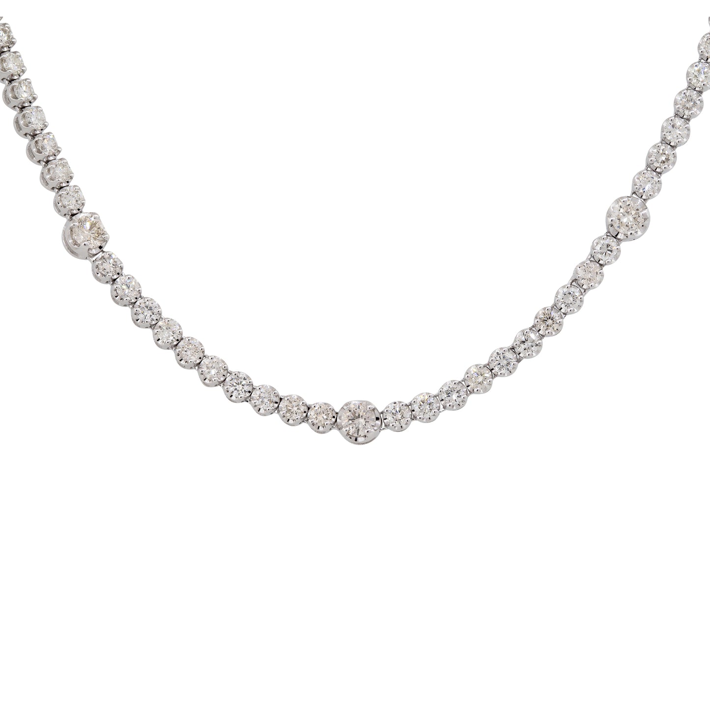 14k White Gold 10.83ctw Round Brilliant Cut Diamond Extra Long Tennis Necklace