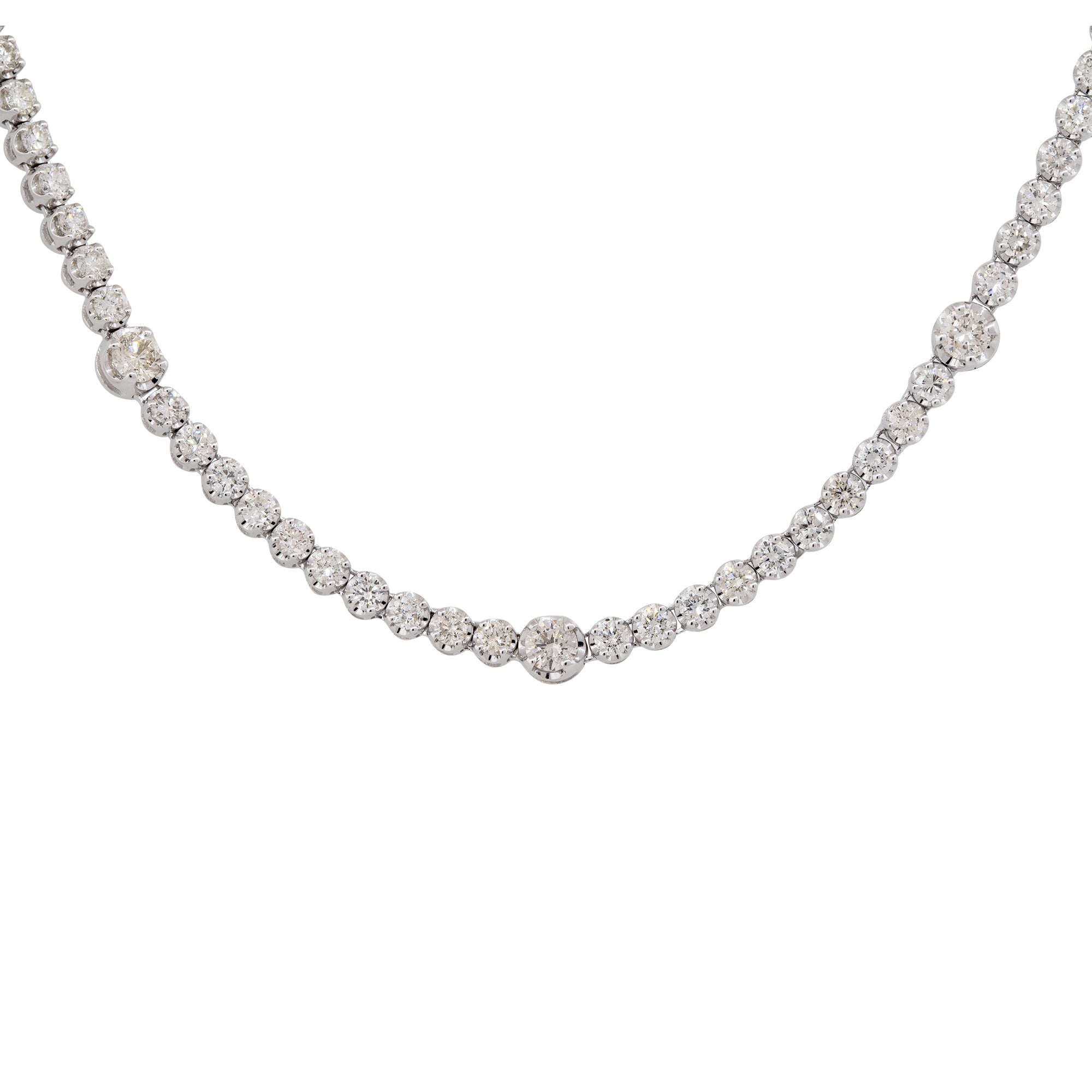 14k White Gold 10.83ctw Round Brilliant Cut Diamond Extra Long Tennis Necklace