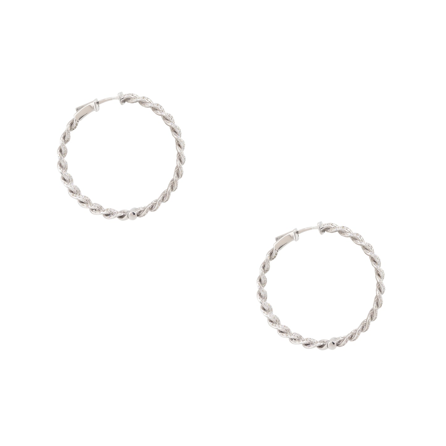 18k White Gold 2.88ctw Pave Diamond Cuban Link Earrings