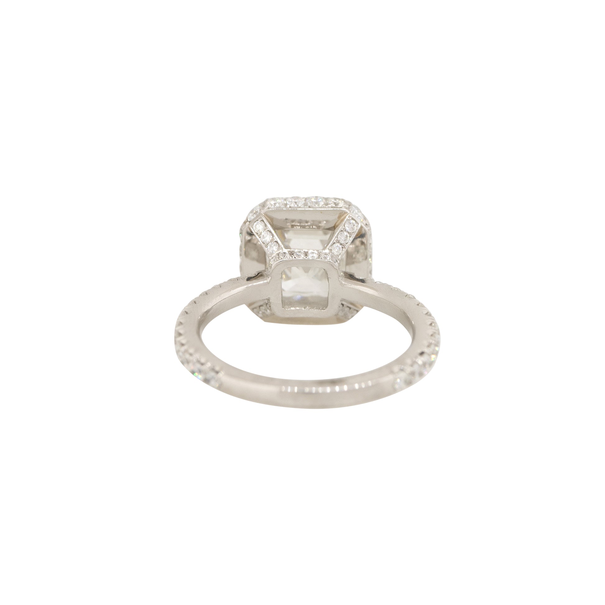GIA Platinum 3.36ct Emerald Cut Diamond Halo Engagement Ring