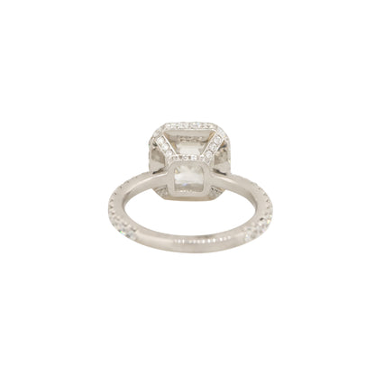GIA Platinum 3.36ct Emerald Cut Diamond Halo Engagement Ring