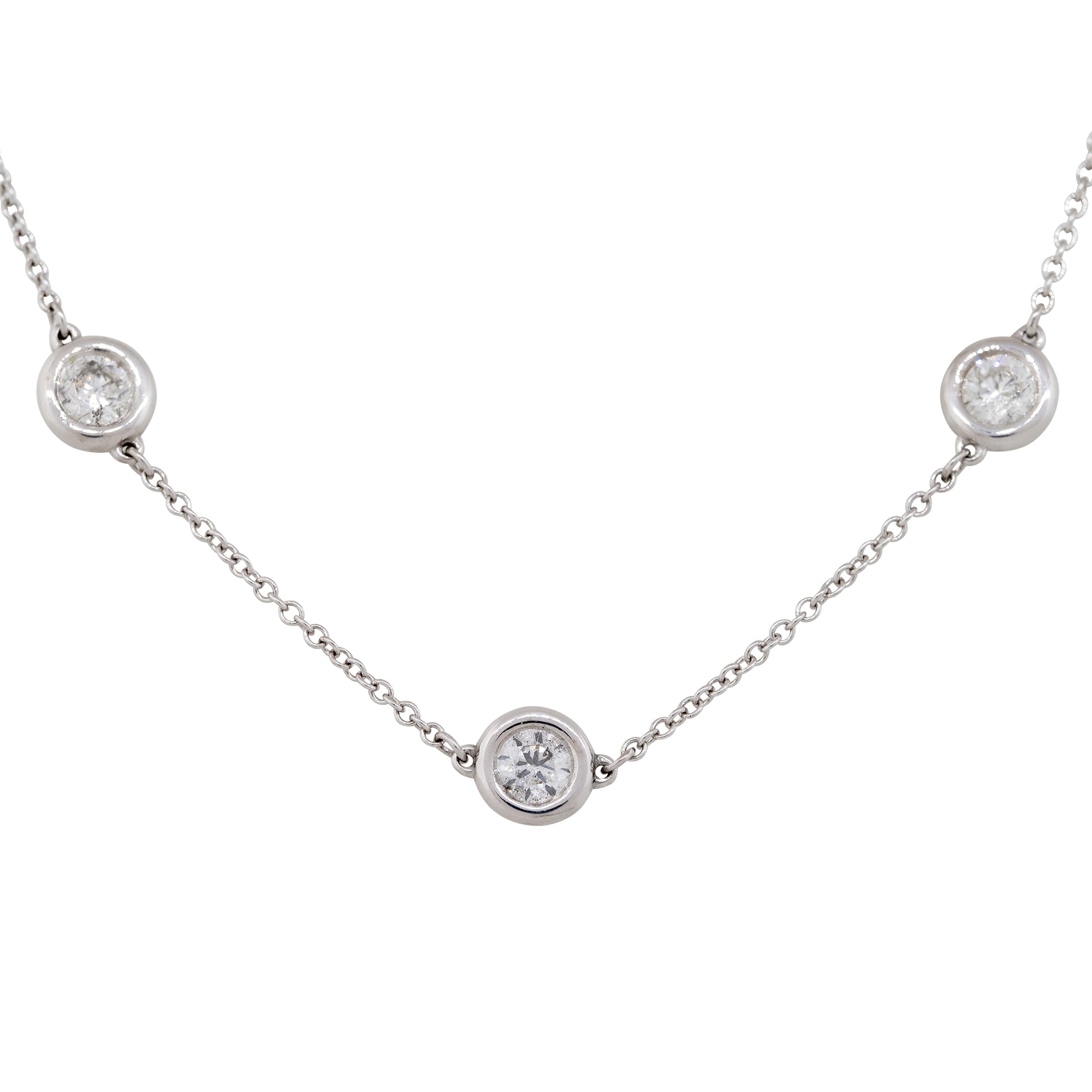 14k White Gold 2.70ctw Round Brilliant Cut Diamonds By The Yard Necklace