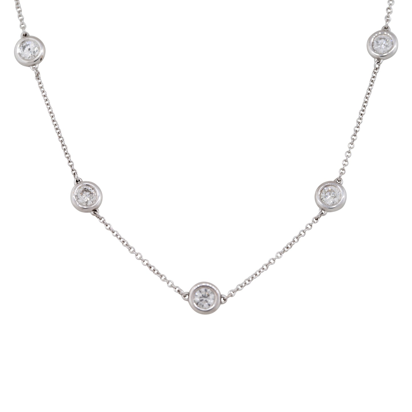 14k White Gold 2.70ctw Round Brilliant Cut Diamonds By The Yard Necklace