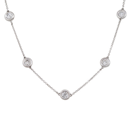 14k White Gold 2.70ctw Round Brilliant Cut Diamonds By The Yard Necklace