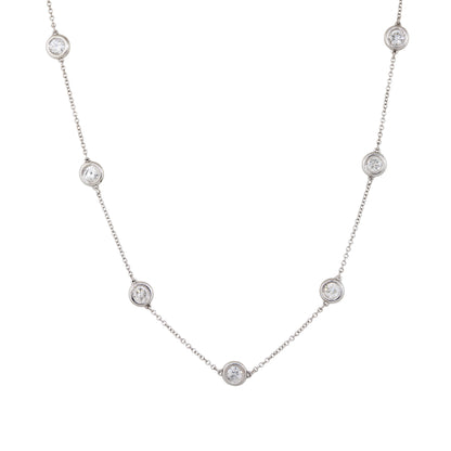 14k White Gold 2.70ctw Round Brilliant Cut Diamonds By The Yard Necklace