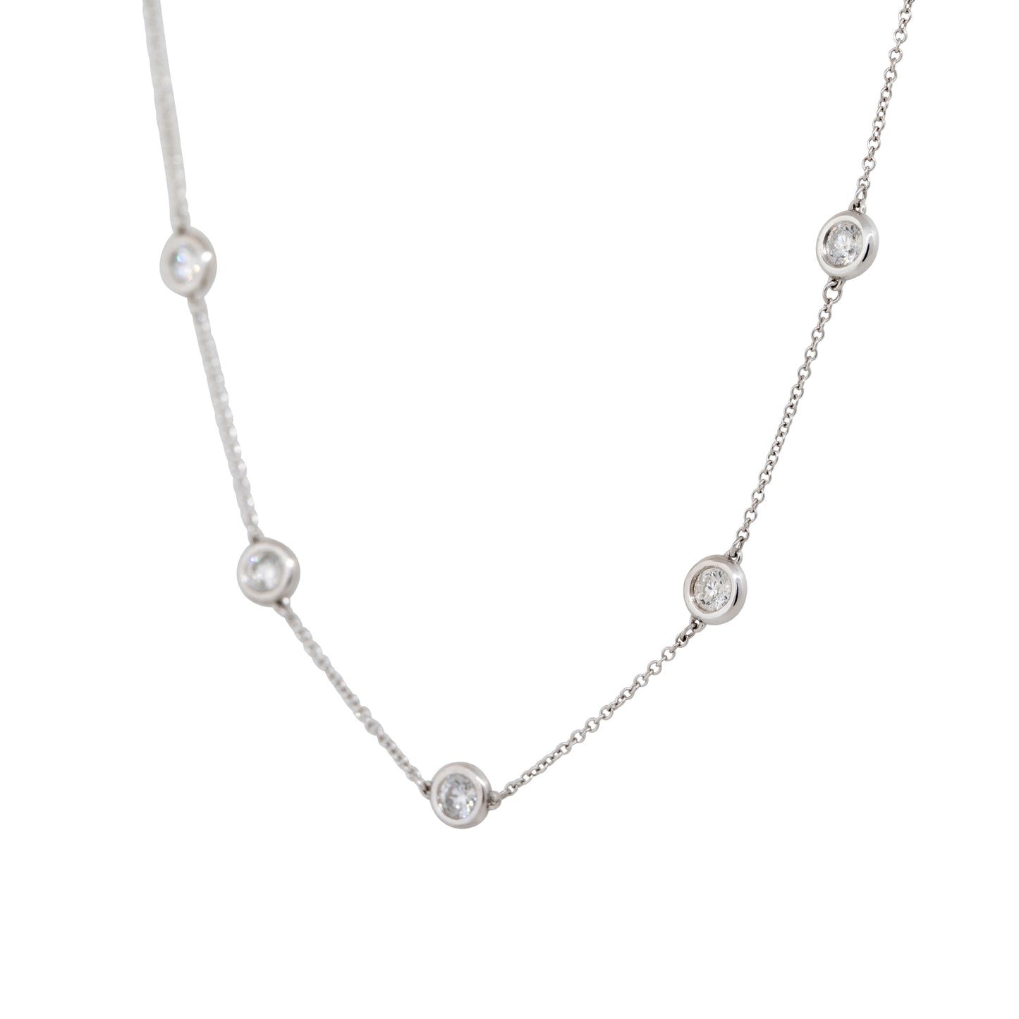 14k White Gold 2.70ctw Round Brilliant Cut Diamonds By The Yard Necklace