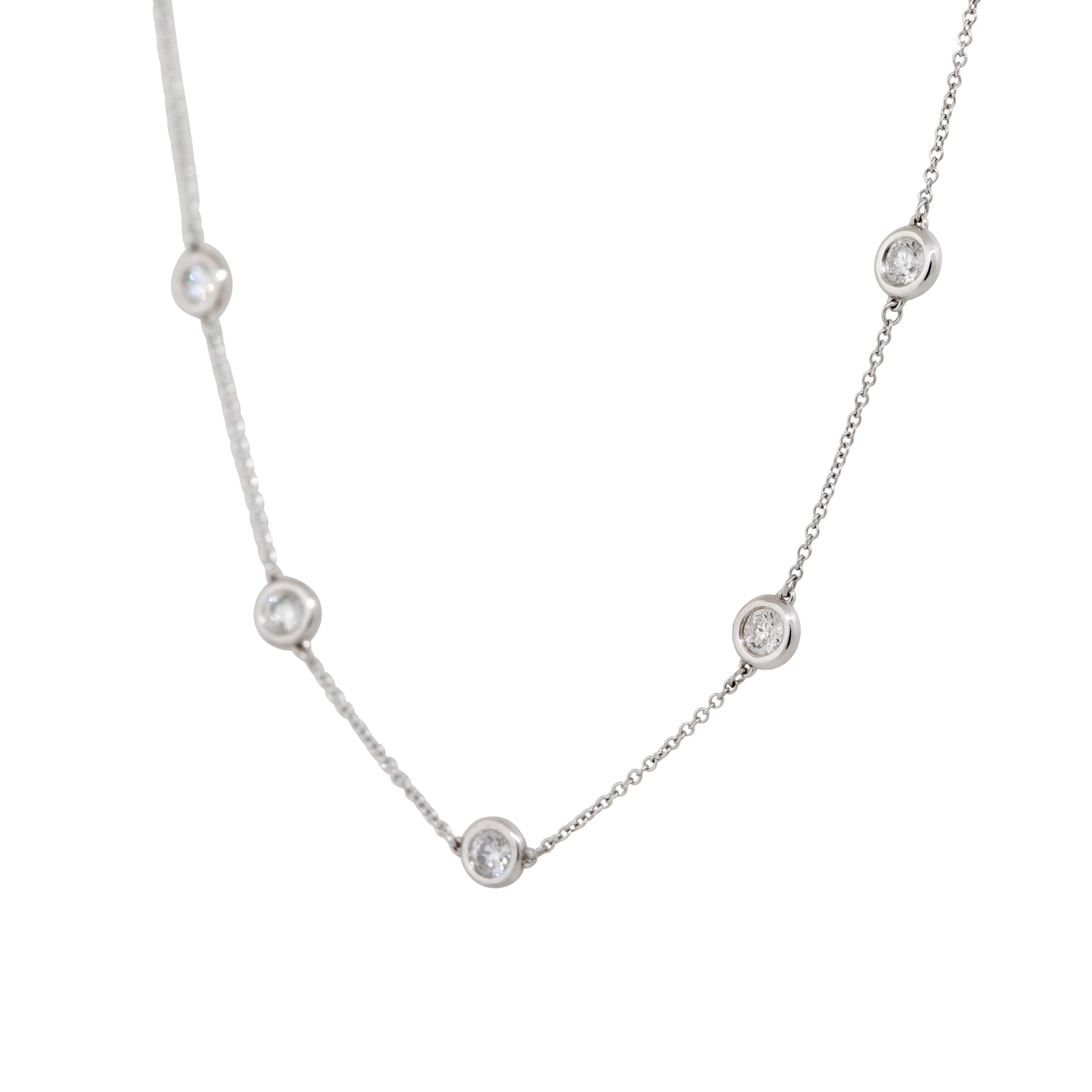 14k White Gold 2.70ctw Round Brilliant Cut Diamonds By The Yard Necklace