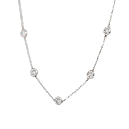 14k White Gold 2.70ctw Round Brilliant Cut Diamonds By The Yard Necklace