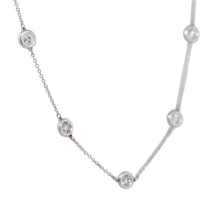 14k White Gold 2.70ctw Round Brilliant Cut Diamonds By The Yard Necklace
