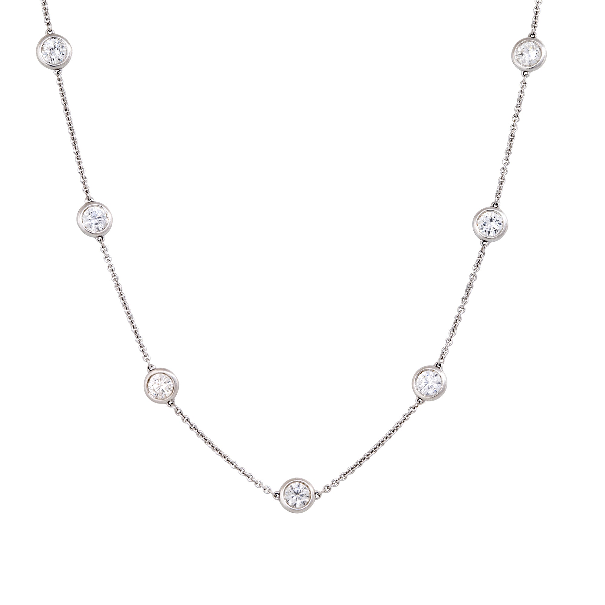 18k White Gold 4.70ctw Round Brilliant Cut Diamonds By The Yard Necklace