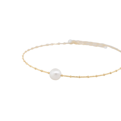 18k Yellow Gold Centered Pearl Beaded Choker Necklace