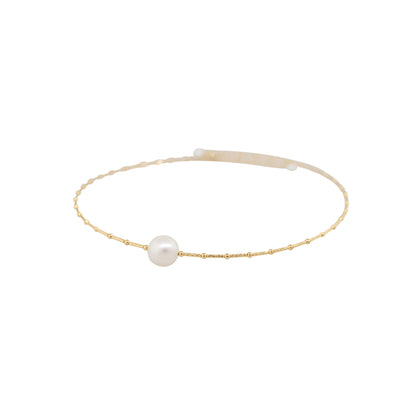 18k Yellow Gold Centered Pearl Beaded Choker Necklace