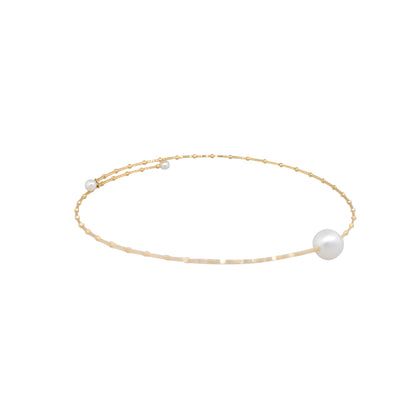 18k Yellow Gold Centered Pearl Beaded Choker Necklace