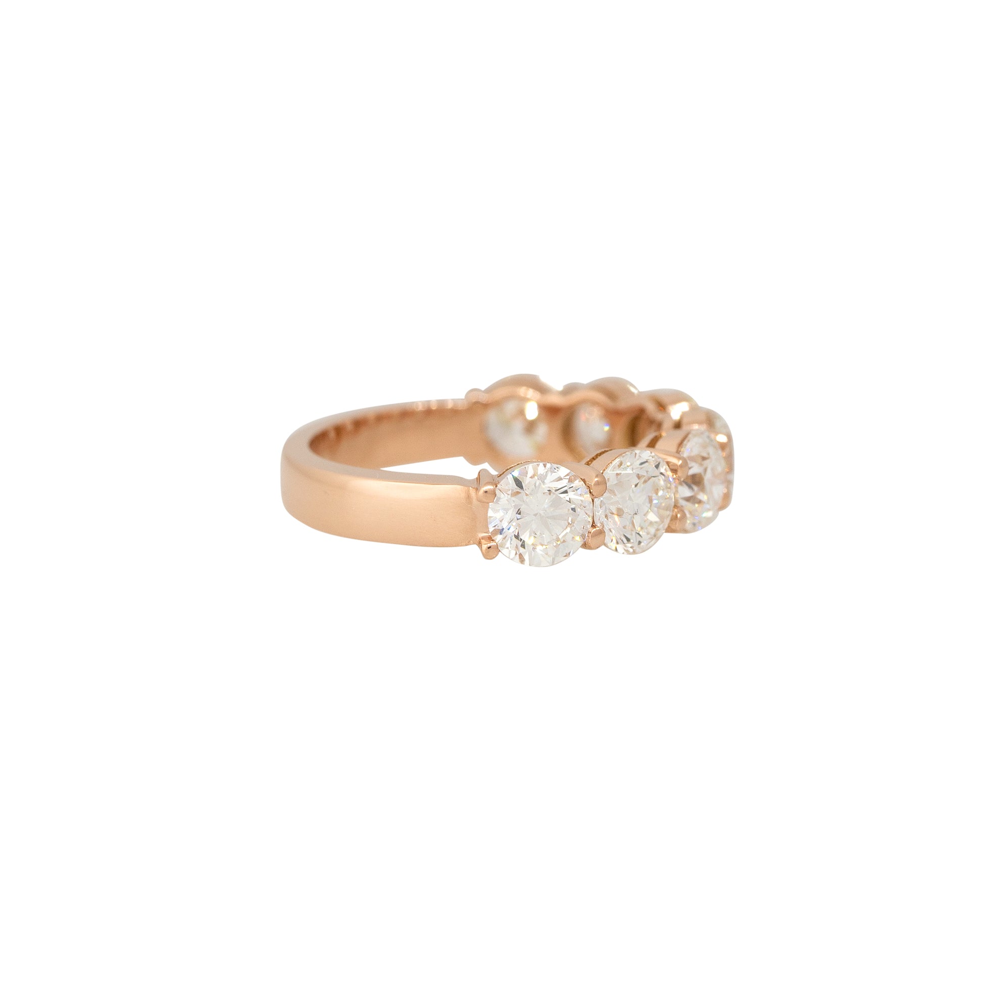 14k Rose Gold 3.48ct Round Brilliant Cut Diamond Halfway Ring