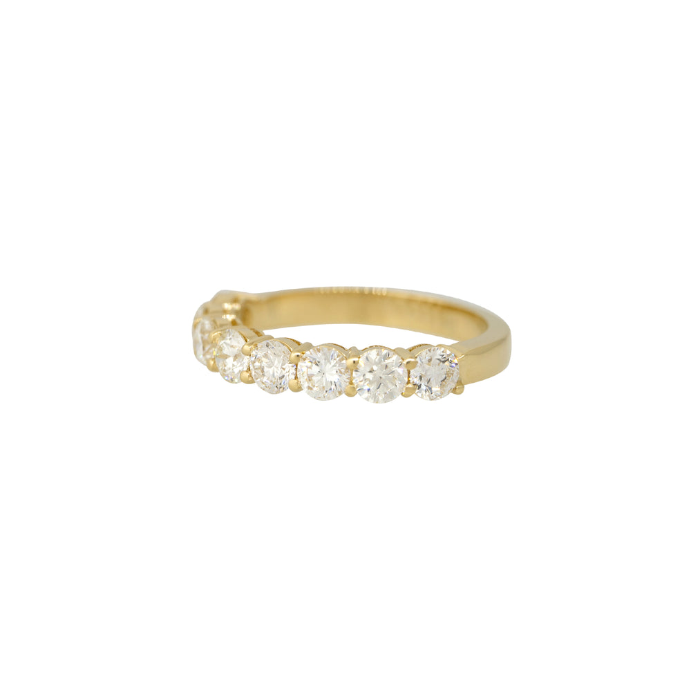 14k Yellow Gold 1.5ct Round Brilliant Cut Diamond Halfway Ring