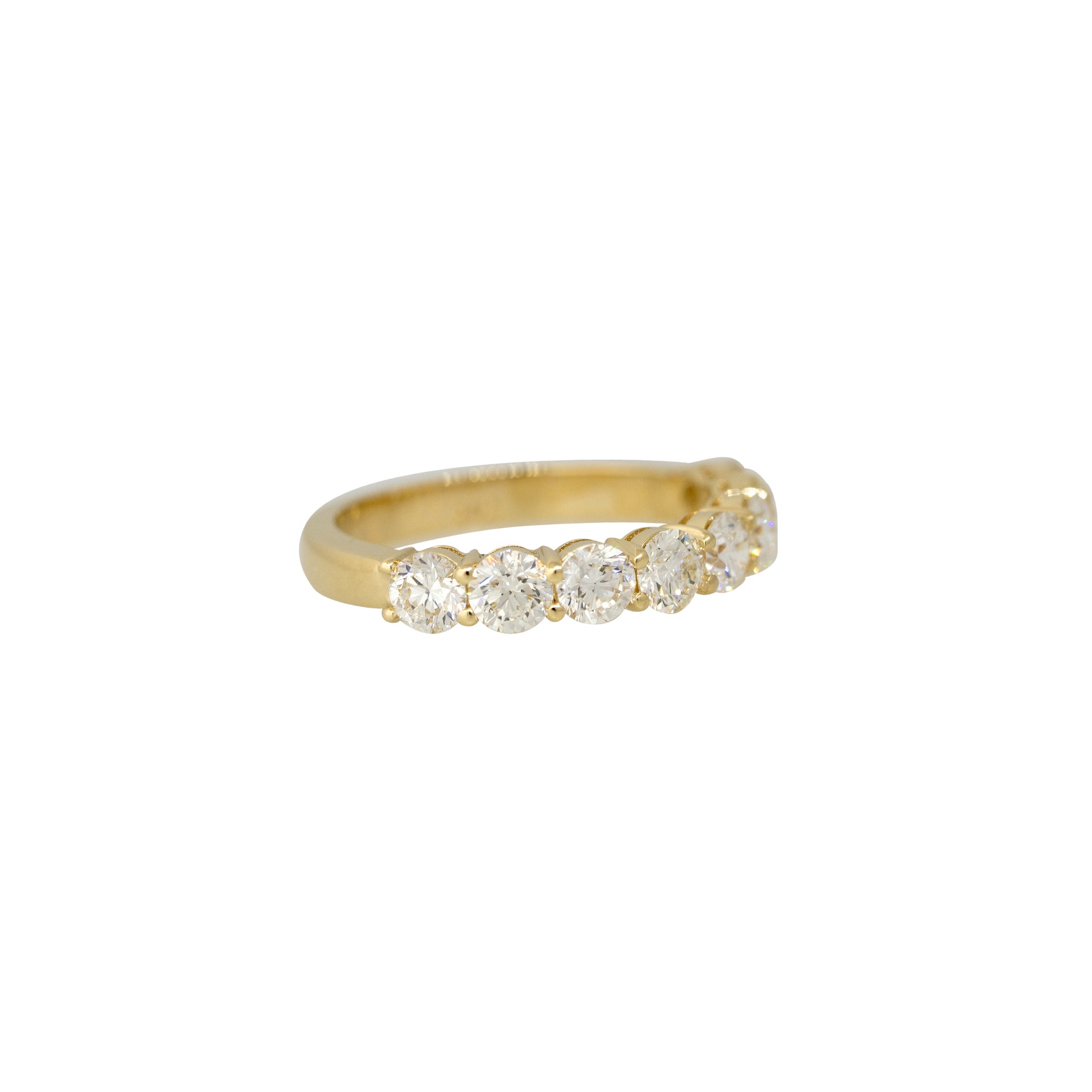 14k Yellow Gold 1.5ct Round Brilliant Cut Diamond Halfway Ring