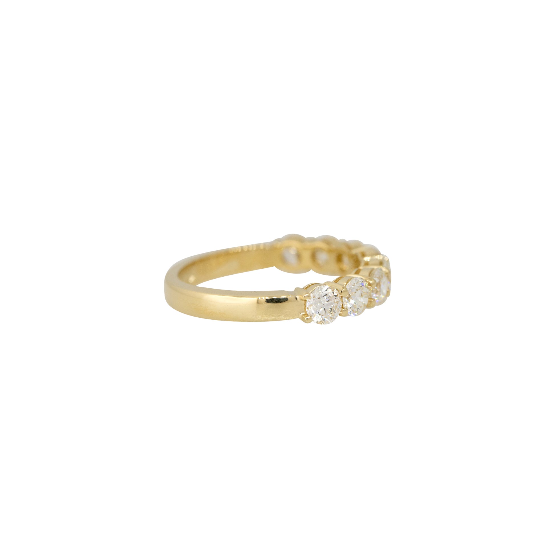 14k Yellow Gold 1.5ct Round Brilliant Cut Diamond Halfway Ring