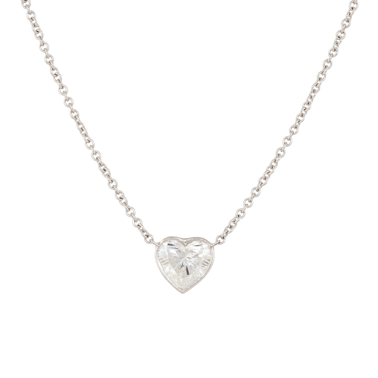 GIA 18k White Gold 1.87ct Heart Shape Diamond Necklace
