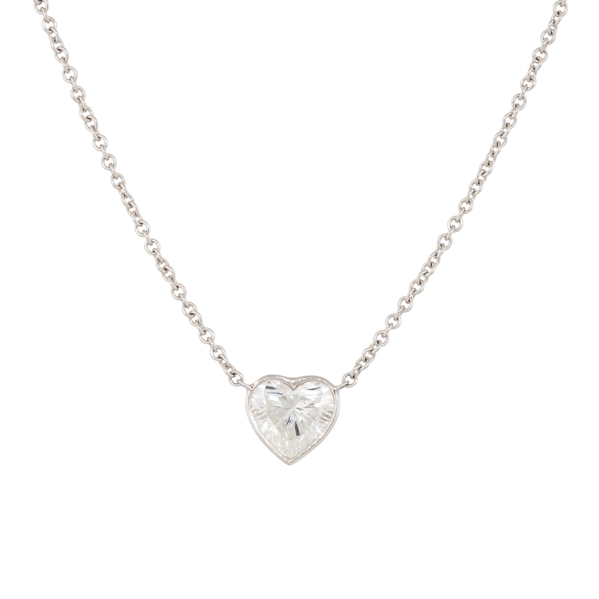 GIA 18k White Gold 1.87ct Heart Shape Diamond Necklace